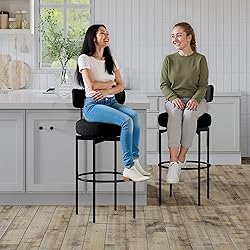 STHOUYN Counter Height Bar Stools Set of 4, Black