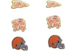 MUMAYA Game Day Embroidered Iron-On Patches Football Helmets LogosEmbroidery Patch Chenille Applique Garments for DIY Clothing Jacket Backpack Hat Bag Decor (Orange (6pcs))