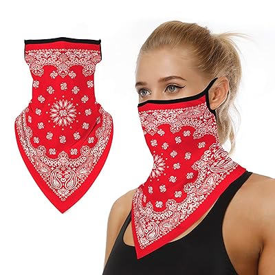 Women's Red UV Protection Neck Gaiter Scarf with Ear Kuwait Ubuy