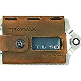 Trayvax Element Wallet, RFID Front Pocket Credit Card Holder with Money Clip, Minimalist Slim Leather Metal Wallet for Men and Women