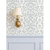 YXTII 17.3"&times;78.7" Blue Floral Peel and Stick Wallpaper, Damask Vintage Wallpaper for Bedroom Bathroom Self Adhesive Removable