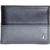 Nautica Men's Bifold Leather Wallet | RFID Blocking | ID Window | Card Slots | Organization | Durable | Stylish