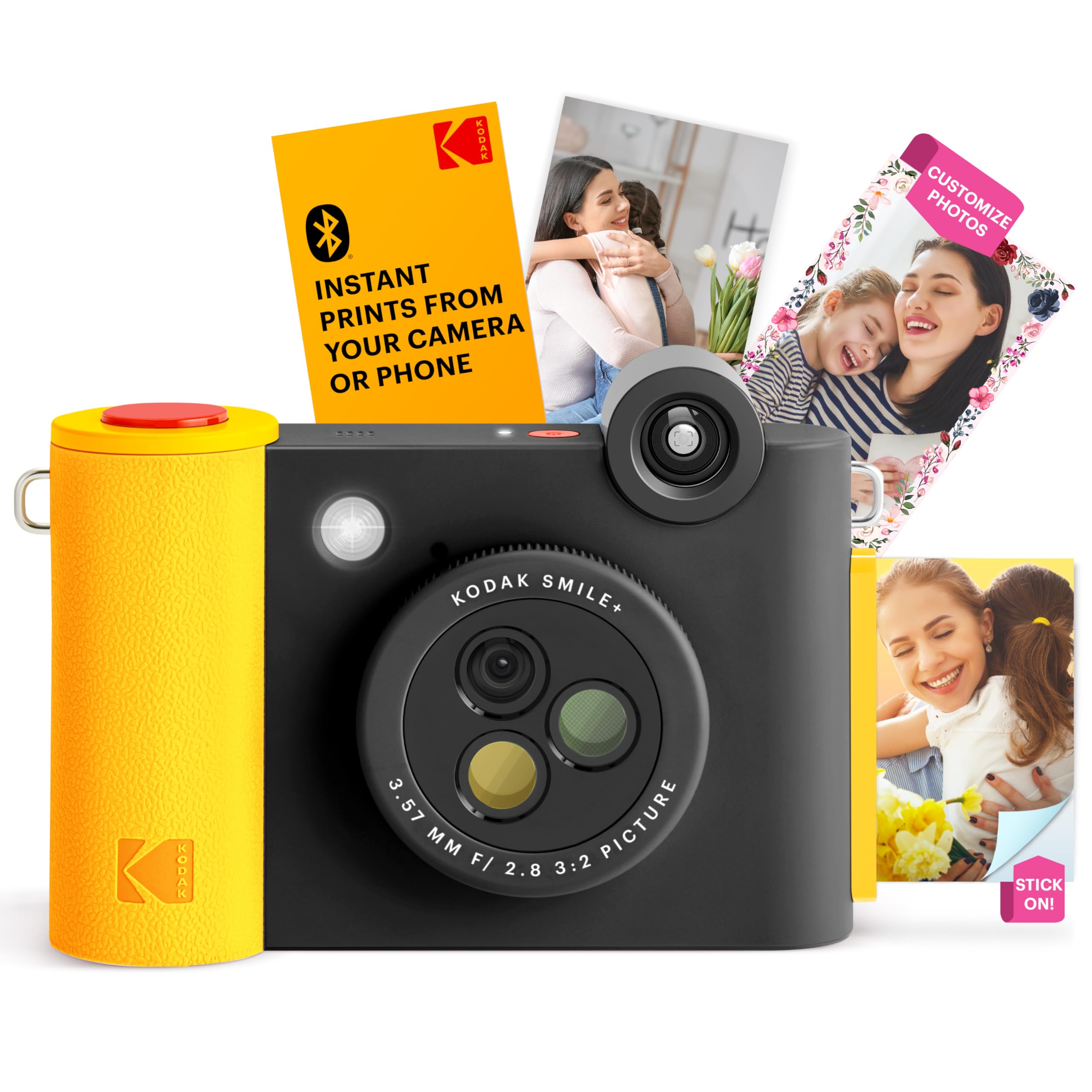 Kodak Smile+ Appareil Photo Numérique À Impression Instantanée 2 En 1 Et Imprimante Photo Sans Fil Bluetooth – 10 Mp, Objectif À Effet Rotatif Spécial, Photos Autocollantes Zink 2 X 3 – Noir