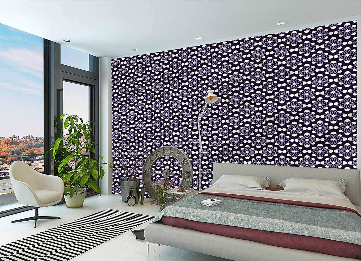 LCGGDB Geometric Wall Stickers Murals,Arful Floral Design Paperhanging Wallpaper for Office Livingroom Girls Bedroom Family Wall Decals-78x55 Inch