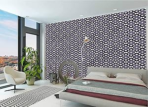 LCGGDB Geometric Wall Stickers Murals,Arful Floral Design Paperhanging Wallpaper for Office Livingroom Girls Bedroom Family Wall Decals-78x55 Inch