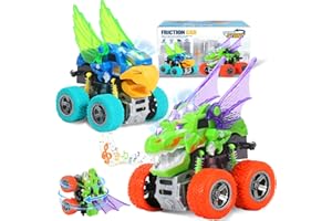 VUSUMOK Monster Truck Toys for Ages 2-4, Dinosaur Toys for Kids 3-5 Light-Up Sounds, Toddle Boy Toy 360° Rotating Push and Go Cars,Toddler Toy for 1 2 3 4 5 Year Old Boys Girls Birthday