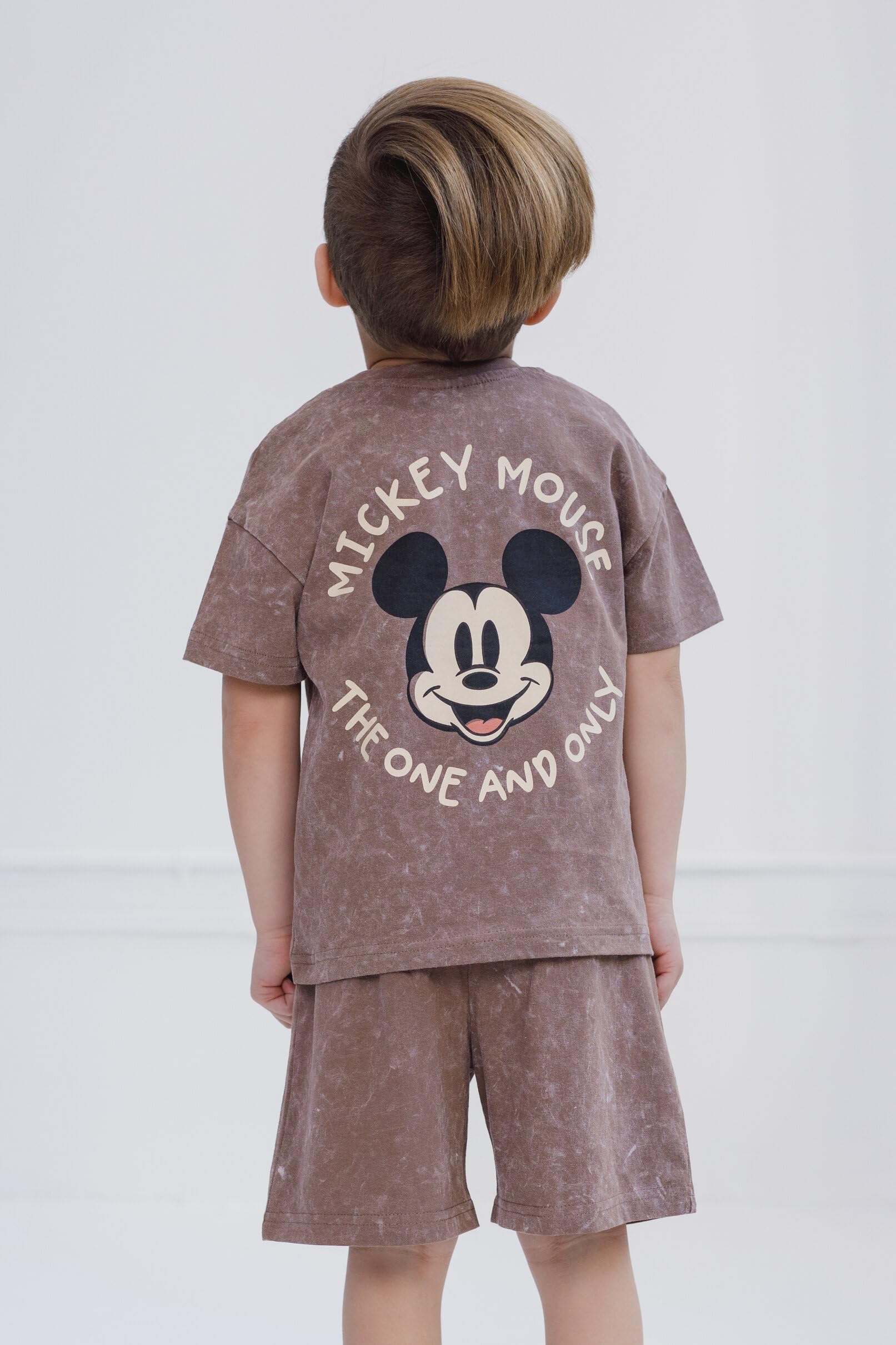 Disney Mickey Mouse Vintage Wash T-Shirt and Shorts Outfit Set Toddler to Big Kid Sizes (2T - 10-12)