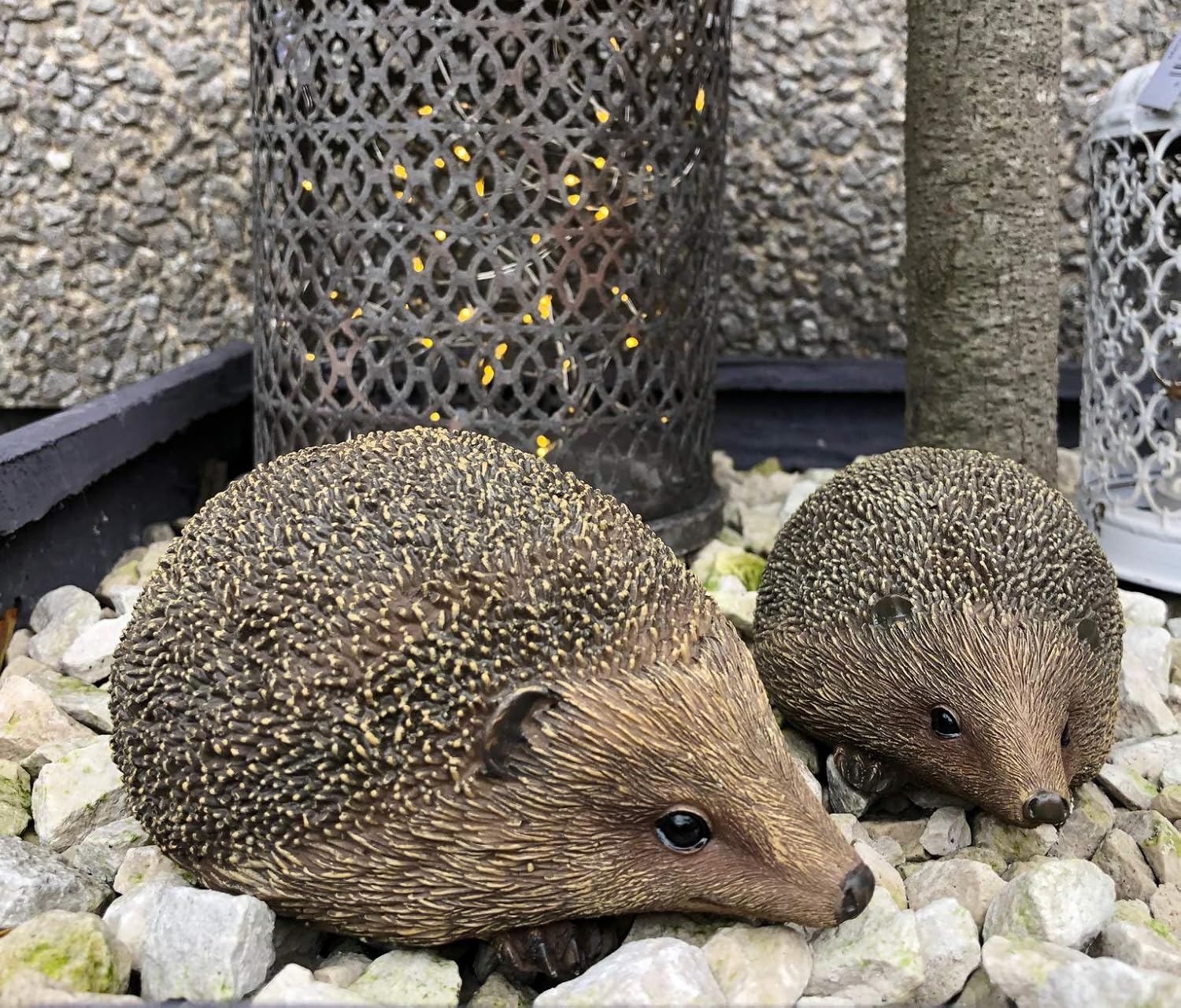 UKMGifts Set of 2 Hedgehog resin garden or indoor ornaments, Stone - Image 4