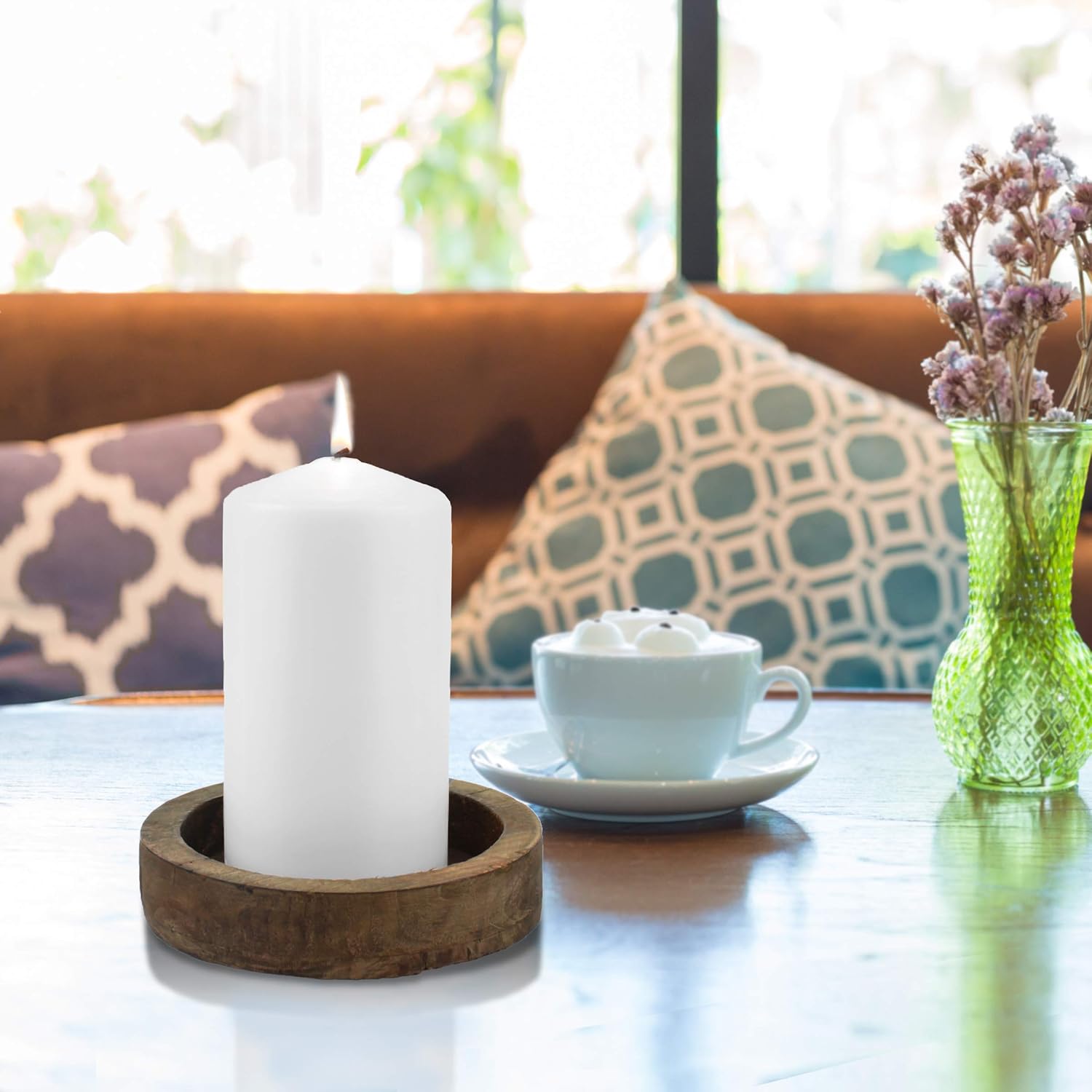 Stonebriar Tall 3x6 Inch Unscented Pillar Candles,White, 6 count: Home & Kitchen