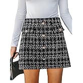 CUPSHE Women Mini Plaid Skirts Tweed High Waist Bodycon Pencil Hem Fall Winter Dressy Outfits Shorts