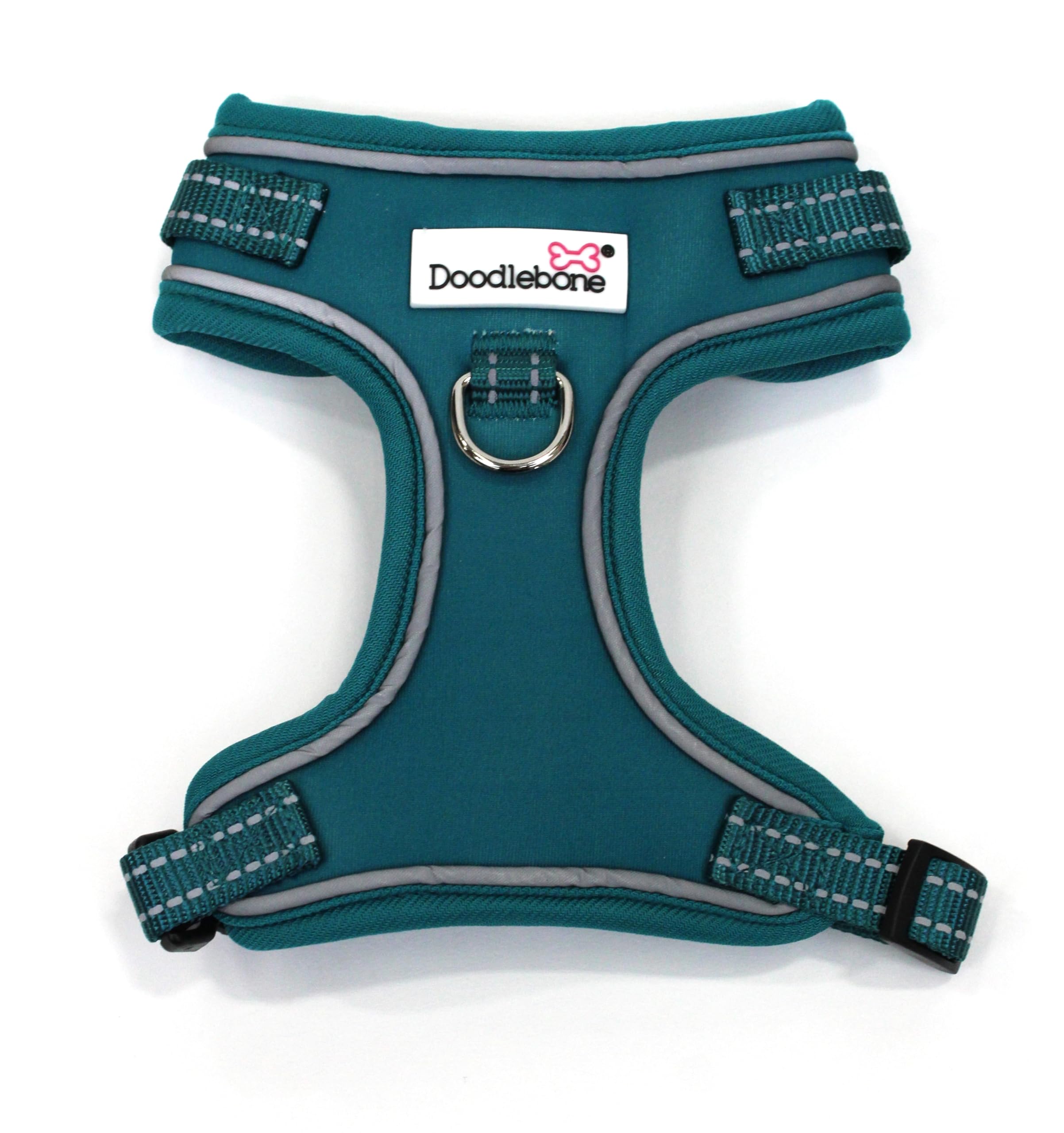 Doodlebone - Adjustable Airmesh Harness - Over Head Dog Harness with Adjustable Neck and Chest, Dual D Rings, Breathable Mesh and Reflective Trim for Everyday Walkies - Size 4-7 - Teal — image 1