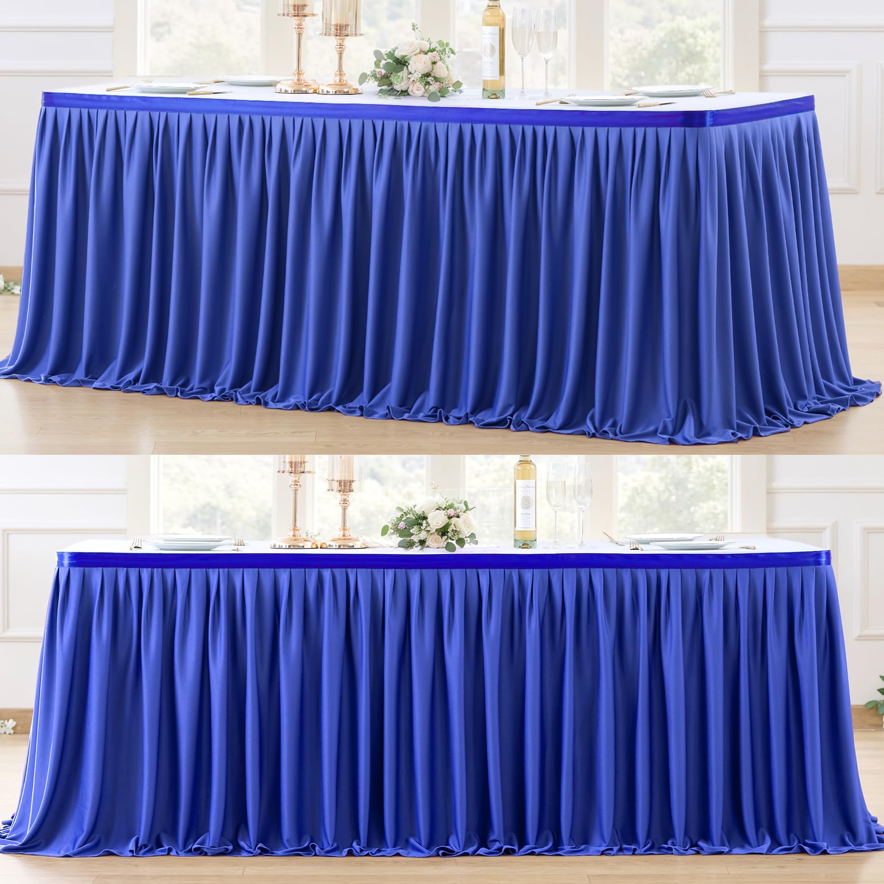 Partisky Royal Blue Polyester Table Skirt for