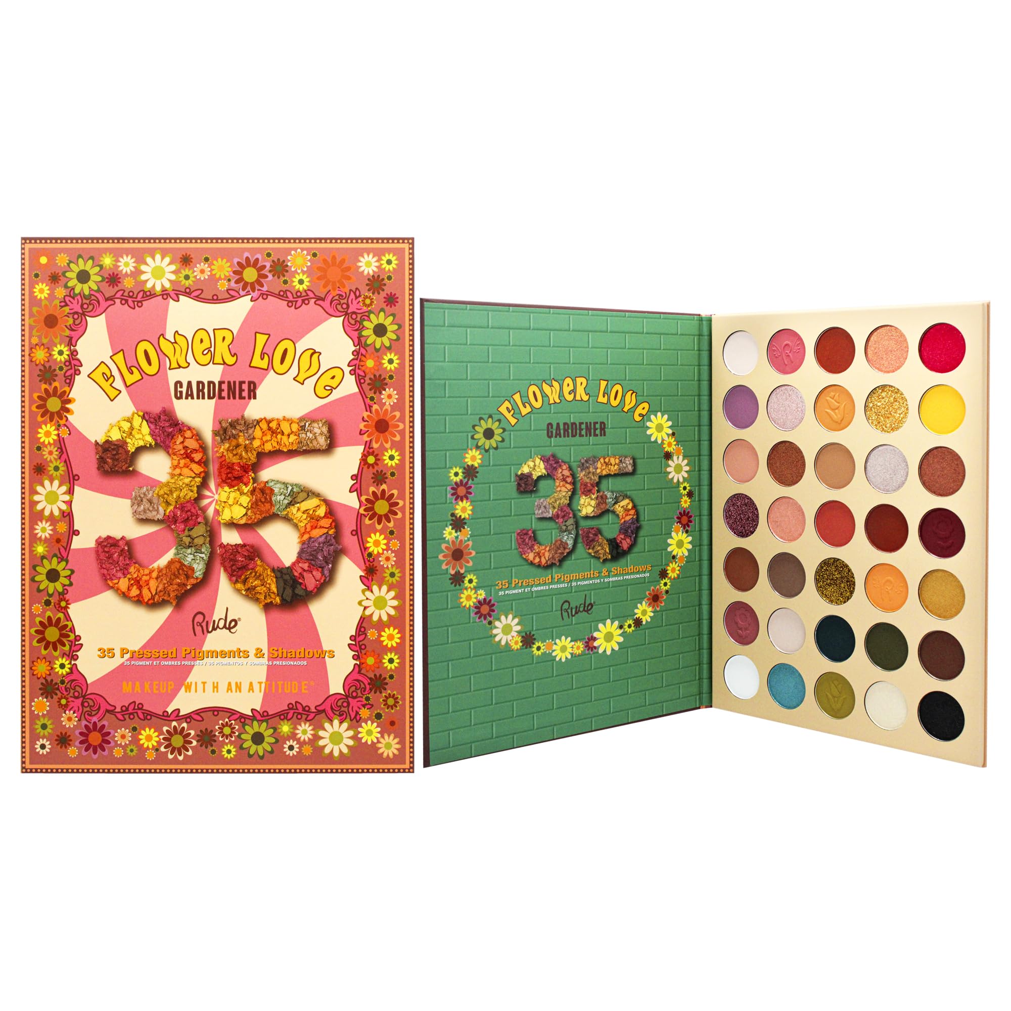 Flower Love 35 Eyeshadows Palette - Gardener by Rude Cosmetics for Women - 1.34 oz Eye Shadow