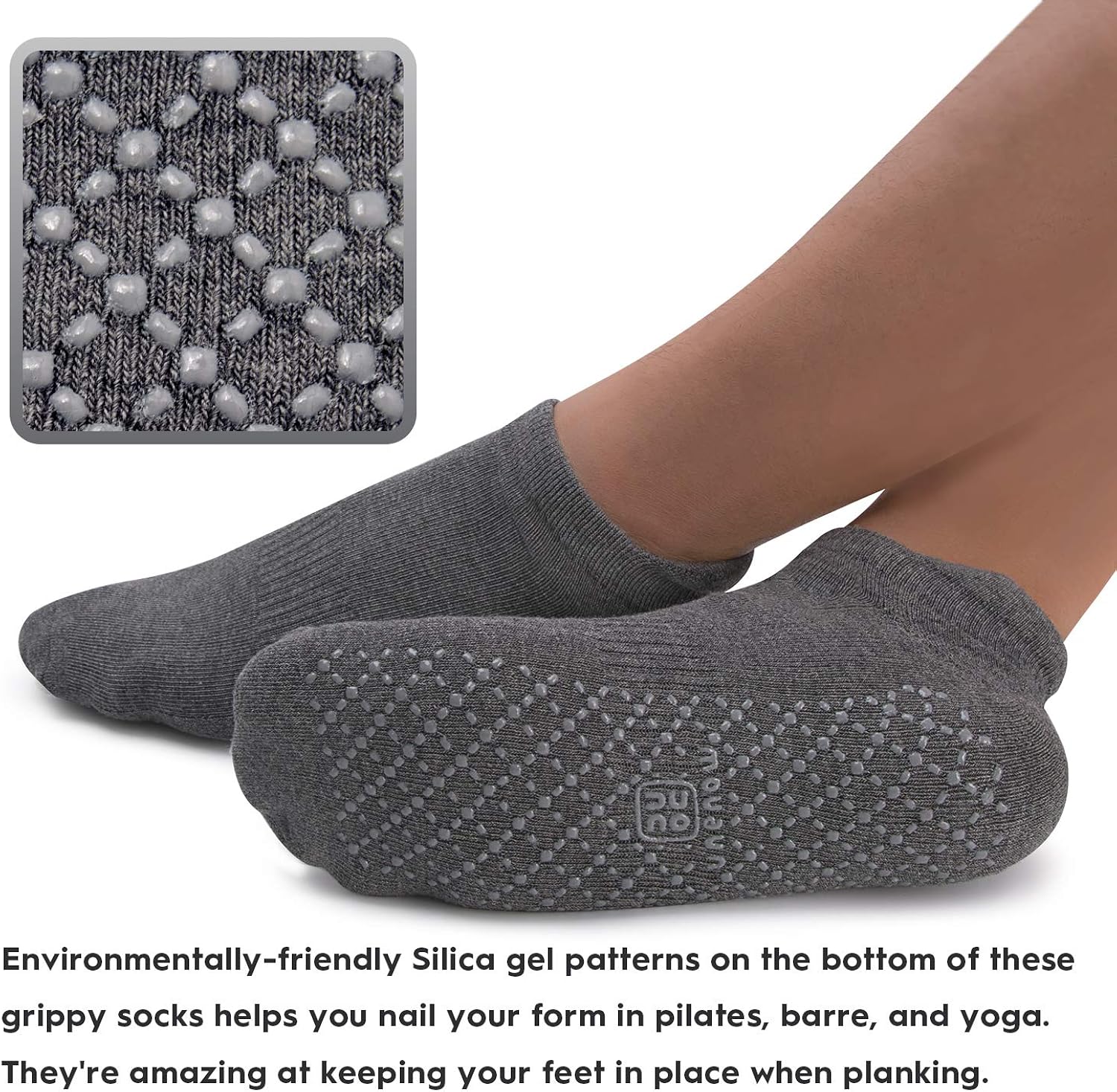 Unisex Non Slip Grip Socks with Cushion for Yoga, Pilates, Barre, Home & Hospital : Clothing