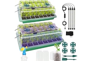 MQHUAYU Seed Starter Tray with Grow Light, 2 Pack 80 Cells Smart Timer Seedling Starter Kit with Humidtiy Dome, Plant Seed Germination Kit Planting Seeds