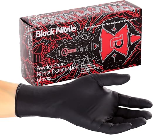 Amazon.com: AmerCare Black Widow Powder Free, Nitrile Gloves: Health
