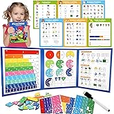 Magnetic Fraction Demenstration Book, Magnetic Fraction Educational Puzzle, Magnetic Fraction Tiles and Circles, Elementary Fraction Manipulatives, Montessori Math Teaching Aid for Kids (3 FOLD)