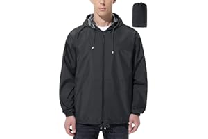 UIQUR Mens Rain Jacket Raincoat Windbreaker Running Waterproof Lightweight Packable with Hood Travel Hiking Cycling