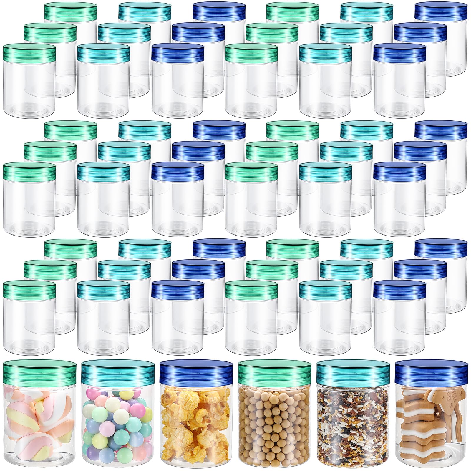 Sliner 60 Pcs 8 oz Plastic Jars with Lids Clear Round Leakproof Storage ...