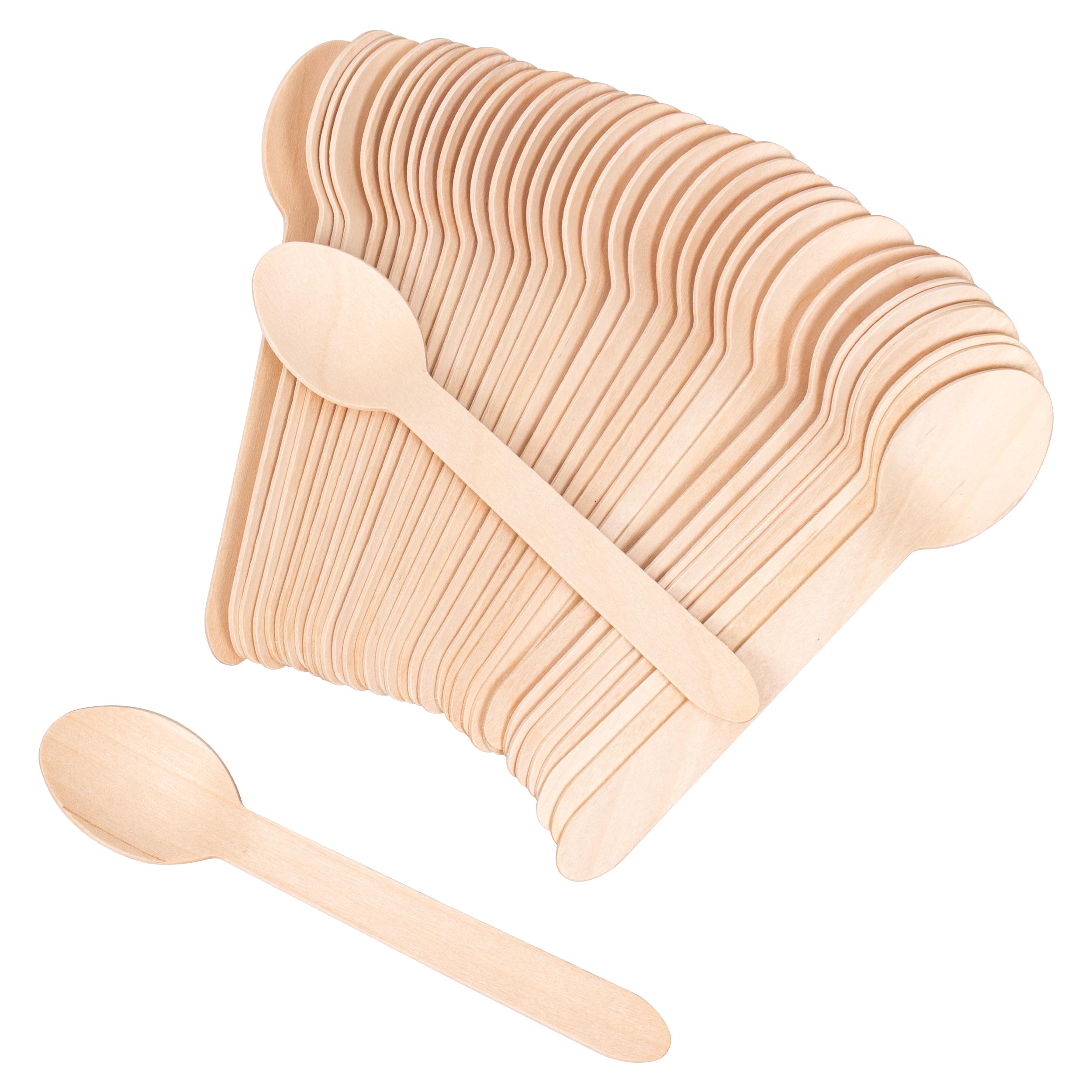 Photo 1 of Disposable Wooden Cutlery Spoons - 100 Pack Wooden Spoons Disposable,Biodegradable and Earth Friendly, 6.3 Inch Length