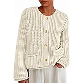 PRETTYGARDEN Cardigan Sweaters for Women 2026 Trendy Oversized Knit Chunky Button Cardigans Fall Winter Outfits with Pockets