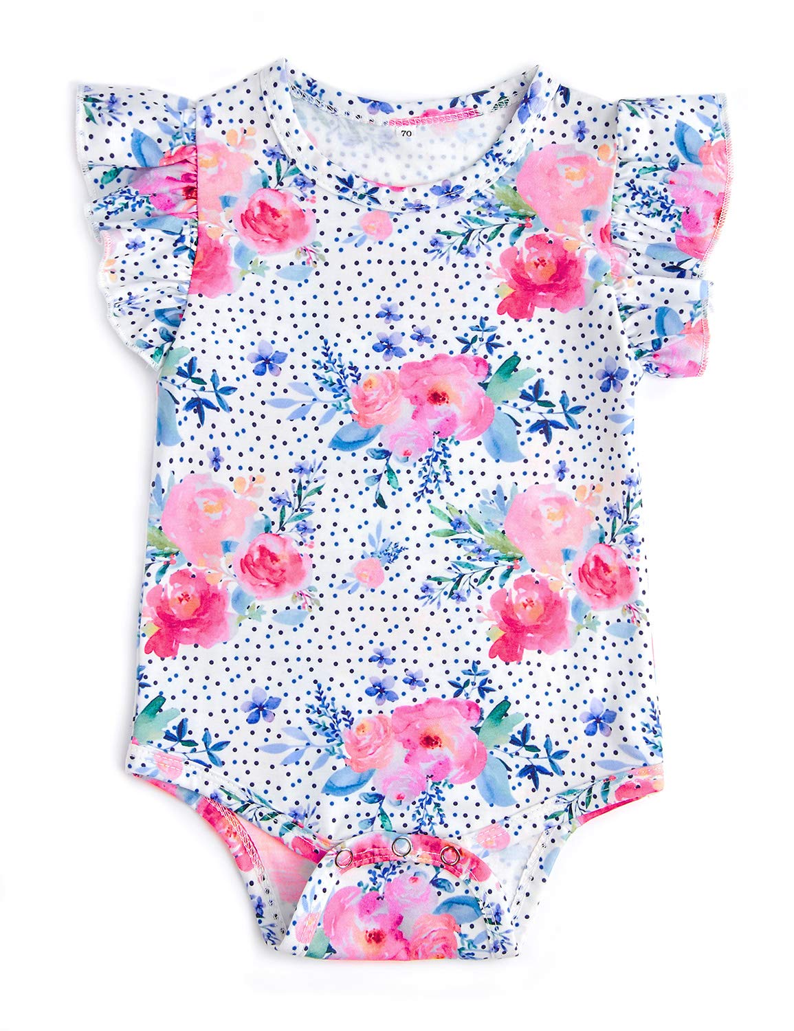 Leapparel Baby Girl Short Sleeve Romper Snap Button Onesies Small Orchid Printing Jumpsuit Daily Short-Sleeve Playsuit Soft Set 6-12 Months