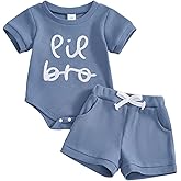 BeQeuewll Newborn Baby Boy Clothes Summer Little Bro Letter Print Romper Shorts Set 2Pcs Infant Boy Outfits 3 6 9 12 Months