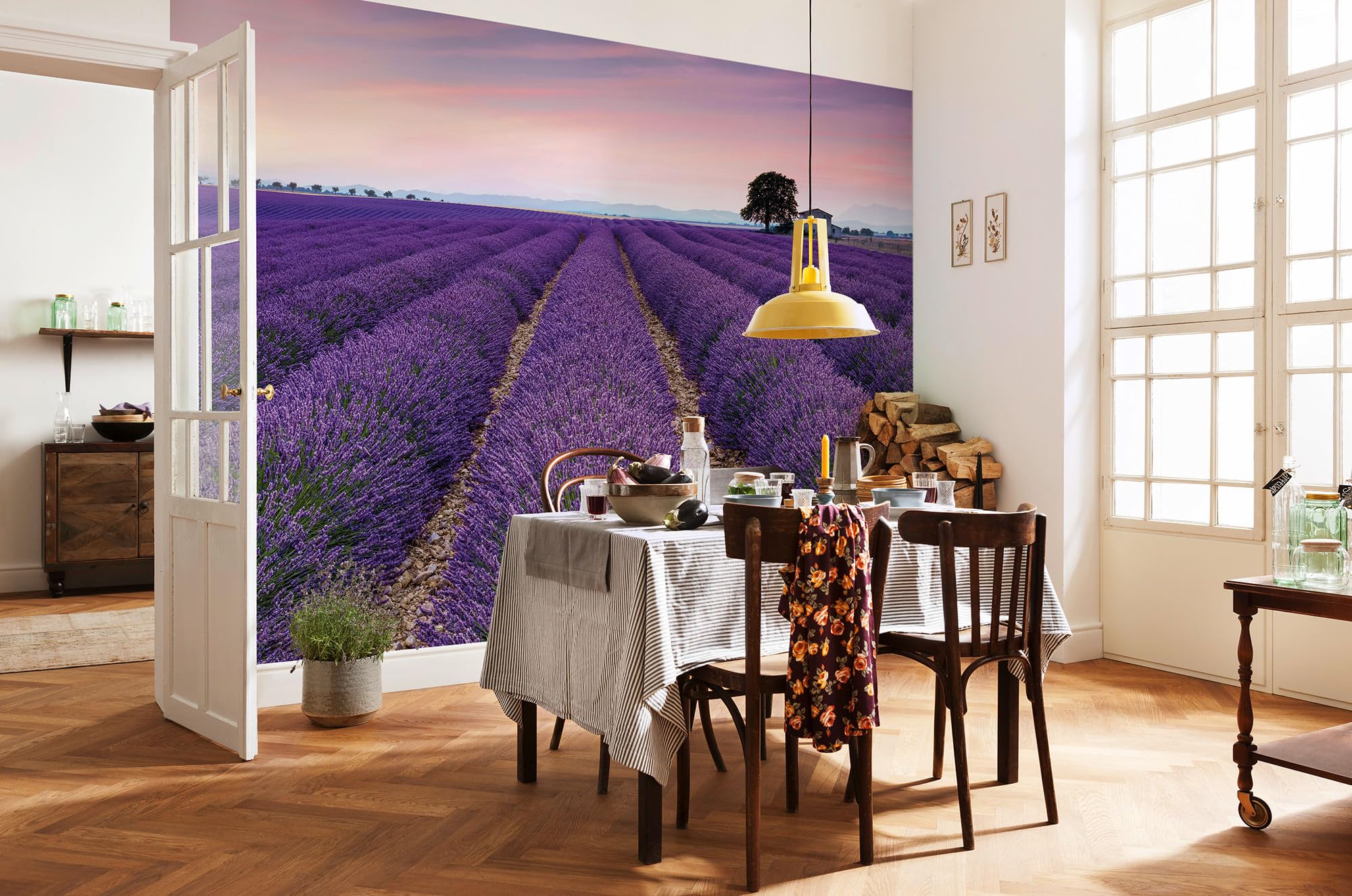 Komar X8-036 Non-Woven Photo Wallpaper – Provence – Size Height – 8 Panel Width 50 cm, Lavender, 400 x 260 cm (Breite x Höhe)