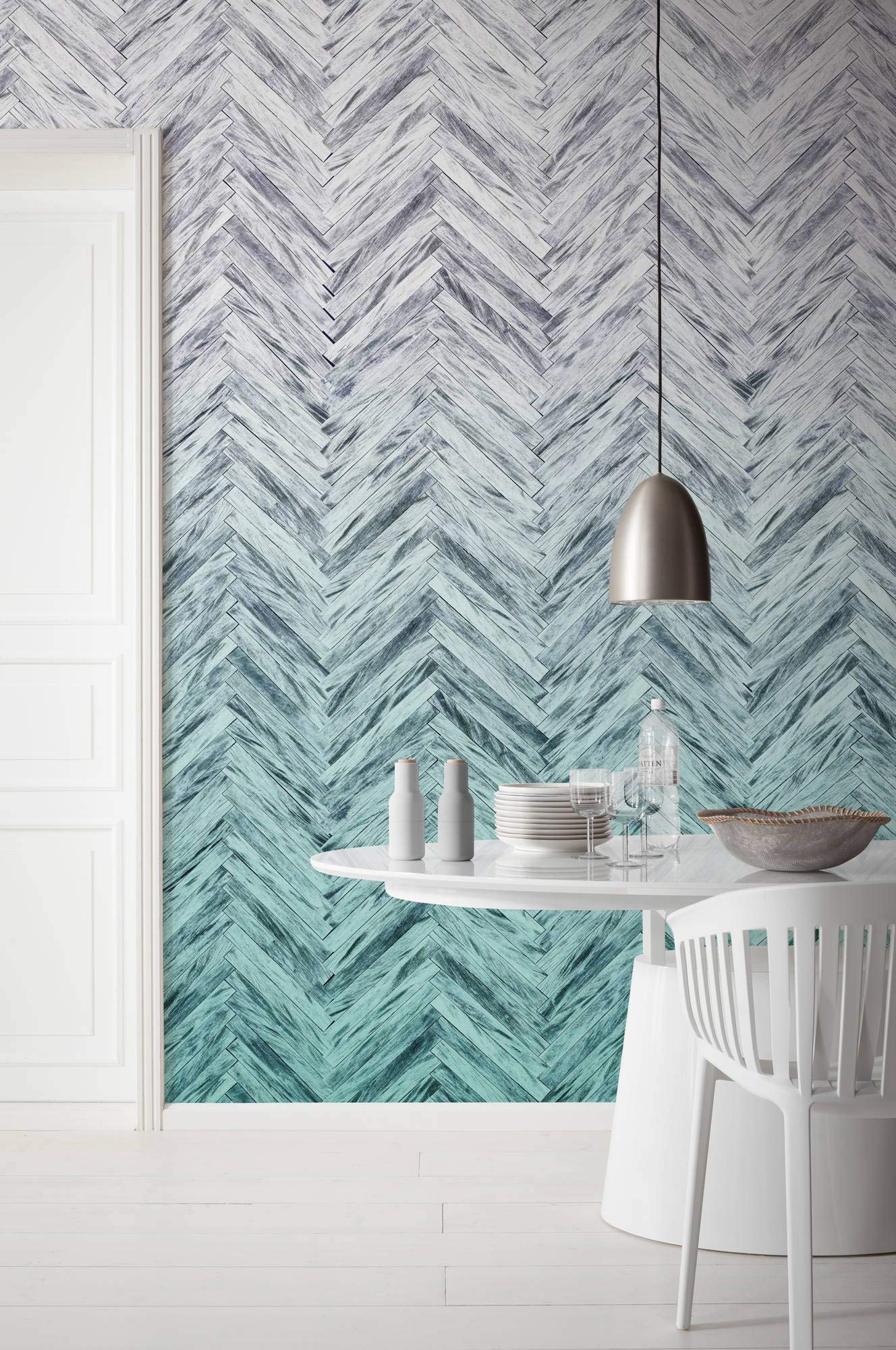 Komar Non-Woven Photo Wallpaper Herringbone Mint 400 x 250 cm (W x H)