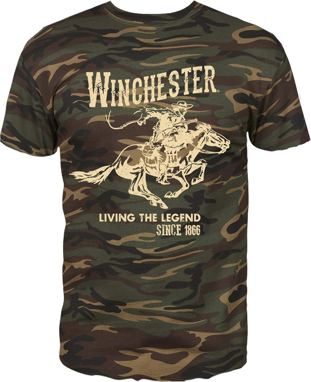 Winchester Offizielles HerrenTShirt, VintageStil, Camouflage Grün