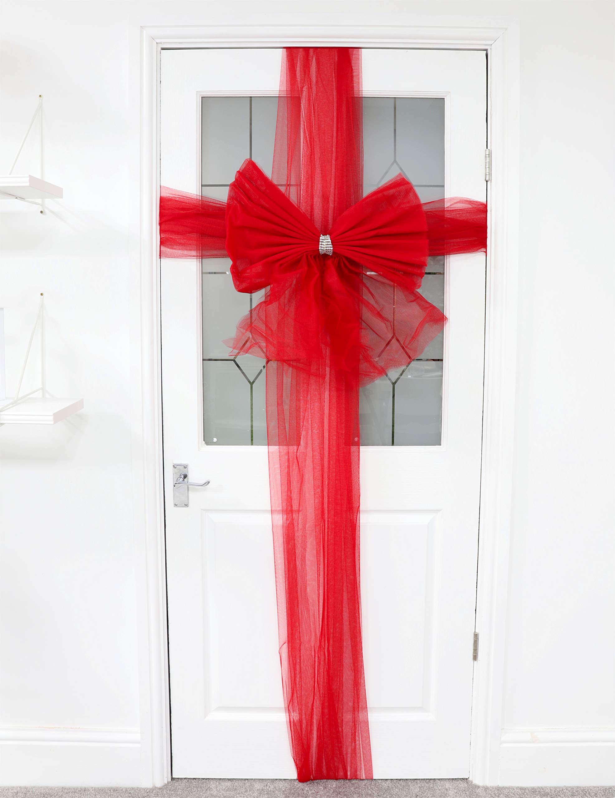 Toyland® DIY Decorative Door Bow With Diamante Decoration - Wedding/Parties/Christmas (RED)