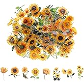 100PCS Sunflower Stickers - Shimmeroo Waterproof Scrapbook Vintage Flower Stickers for Junk Journal Supplies Envelope Calendar Laptop Collage Card Making Phone Case DIY Crafts