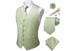 Hi-Tie Mens Formal Suit Vest Silk Paisley Floral Jacquard Vest and Necktie Lapel Pin Pocket Square Set for Wedding Tuxedo