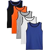 Poroka 5 Pack Boys' Tank Undershirt Sleeveless Tank Tops Assorted Colors Round Neck Cotton Tank Tops