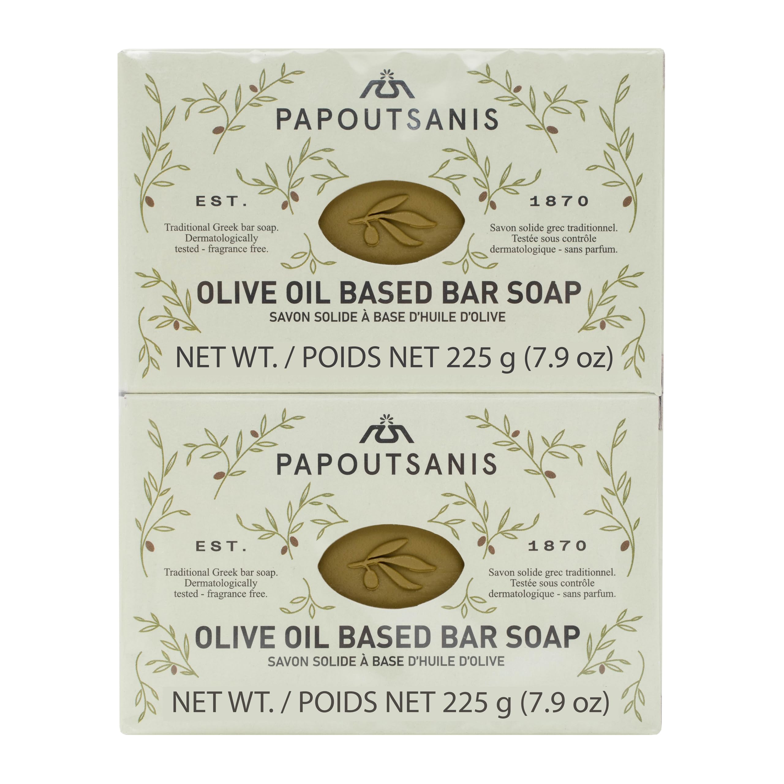 Papoutsanis Pure Greek Olive Oil Soap 6 PACK of 8.8 Oz (250g) Bars by Papoutsanis