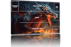 WZCJDHMJ Playmat for MTG,Card Playmat Stitched with Zones for MTG Card Game Playing, TCG and Board Game Mat for Cards,Mousepad Desk Mats,Game Mat 24 x 14 inches-Angry Dragon