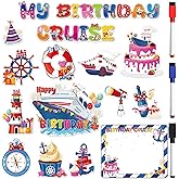 16 Pcs Cruise Door Decorations Magnetic, Colorful Birthday Cruise Door Magnets with Cute Nautical Cake Designs, Happy Birthday Magnetic Ship Cabin Signs for Stateroom Decor, with 3 Pcs Pens