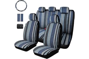 ENOGE Baja Saddle Blanket Seat Covers Full Set Breathable Boho Car Seat Covers Universal Fit for Cars SUV Truck Vans (Baja Blue, Full Set)