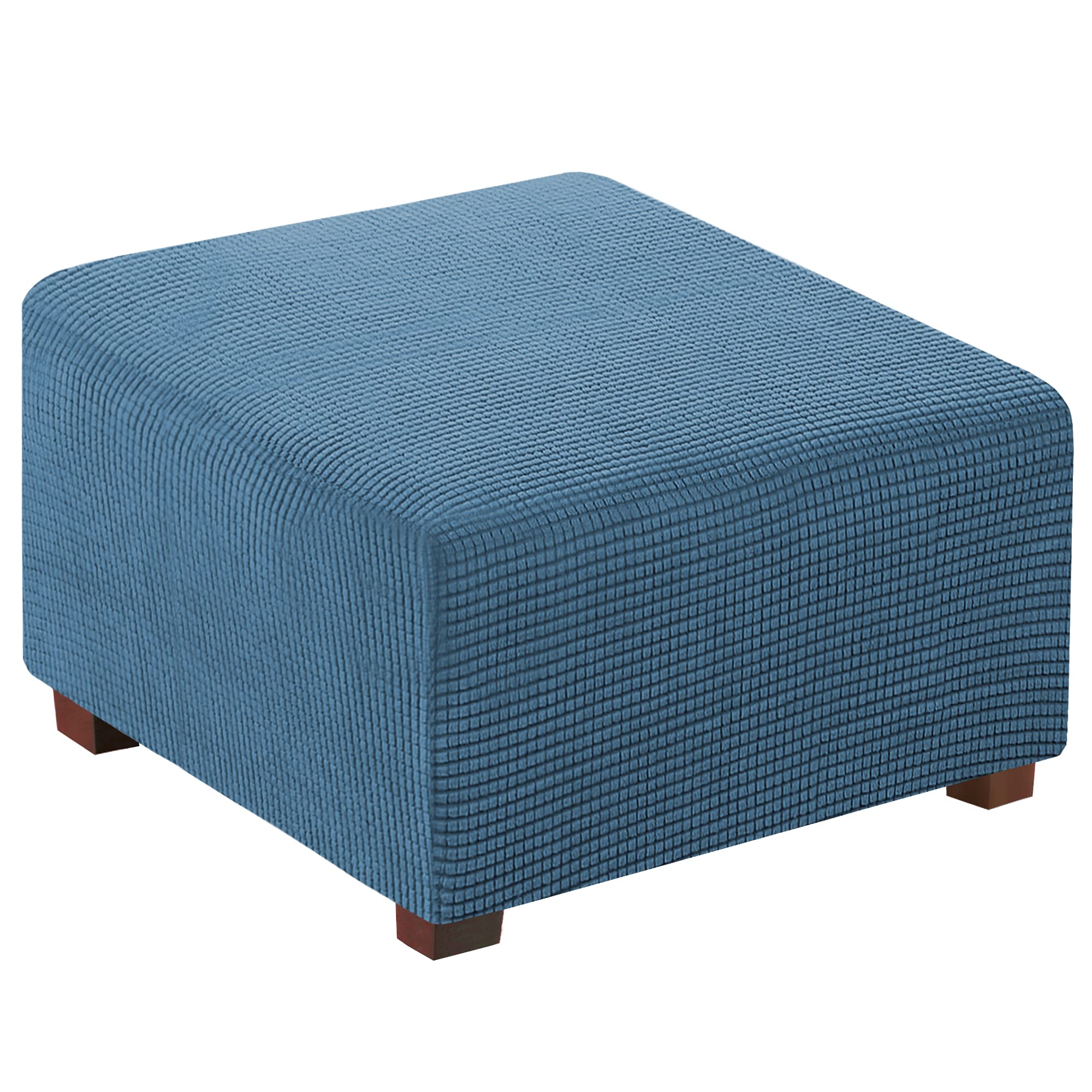 Photo 1 of Flamingo P Stretch Ottoman Cover Square Ottoman Slipcovers Furniture Protector Folding Storage Stool Furniture Protector Soft Slipcover with Elastic Bottom (Small Size - Dusty Blue)
