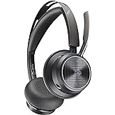Poly - Voyager Focus 2 UC USB-A Headset (Plantronics) - Bluetooth Dual-Ear (Stereo) Headset with Boom Mic - USB-A PC/Mac Compatible - Active Noise Canceling - Works with Teams (Certified), Zoom &amp; more