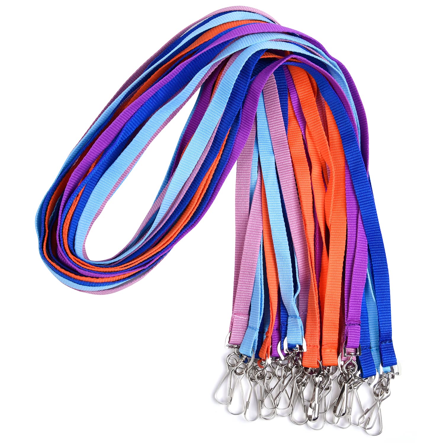 wisdompro 20 Pcs Neck Strap Lanyard, 17.7 Inch Colourful Office Lanyard with Swivel Hook for Keys, Name Tags, ID Card Badge Holders - 5 Colours