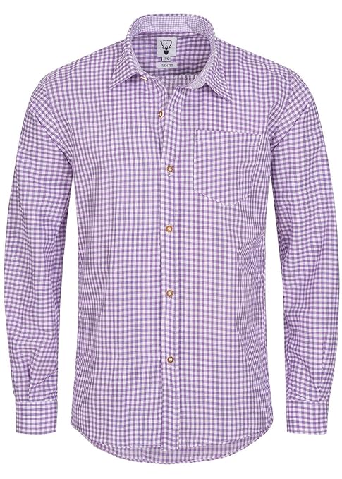 Occulto Trachtenhemd kariert in 6 Slimfit | Krempelärmel |