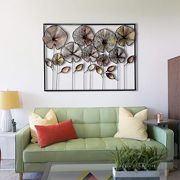 Buy Craftter Pieces Of Flower Sculptures In Frame Brass Wall Decor