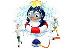 ROHSCE Kids Water Sprinkler Rocket Launcher – Outdoor Water Toys for Summer Backyard Play, Spinning Splash Penguin Rocket for Boys Girls Ages 3-12, Fun Gift for Garden Lawn Birthday
