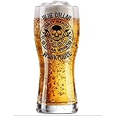 Onebttl Blue Collar Gifts for Men, Boyfriend, Dad for Christmas, Valentines, Birthday, 15oz Beer Pint Glass Gift for Him