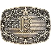 Absbolo Western Belt Buckle Men Initial Letter ABCDJRM to Z Rodeo Cowboy Belt Buckles for Women