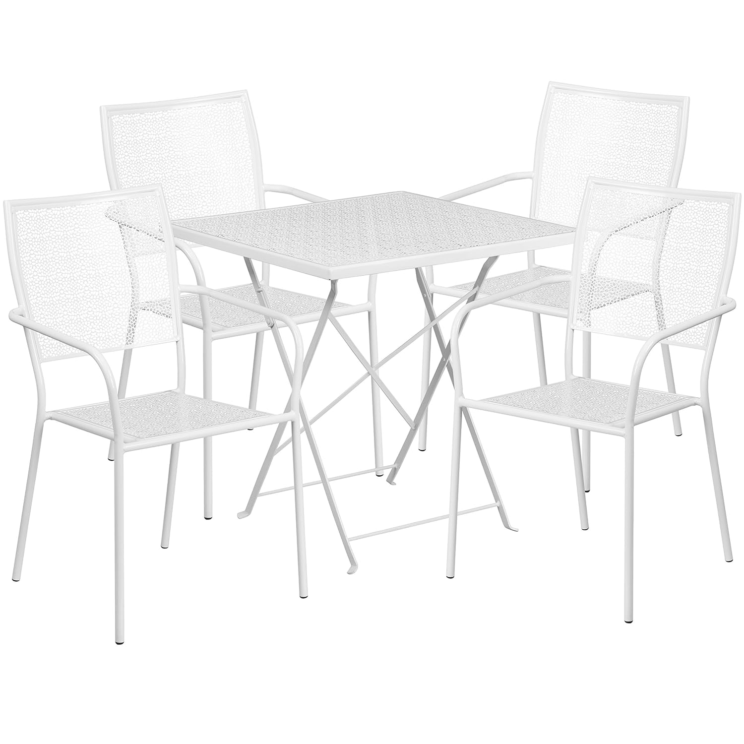 Flash Furniture 28'' Square White IndoorOutdoor Steel