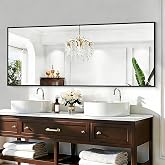 KOCUUY Black Bathroom Mirrors, 60"x24" Large Rectangle Mirrors for Bathroom Sink, Oversized Wall Mirror Black Metal Framed Decor for Living Room, Farmhouse, Entryway, Hang Horizontal/Vertical