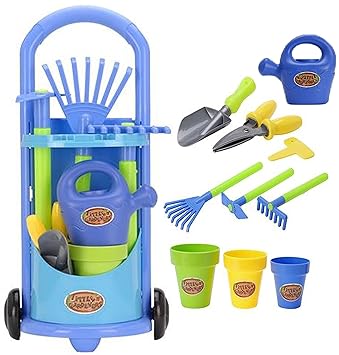 Kids Gardening Trolley Play Set Garden Hand Tools Toy Watering Can Spade Rake