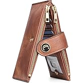 CLUCI Wallet for Women Leather Slim Womens Wallet RFID Blocking Bifold Credit Card Holder with Zipper Pocket
